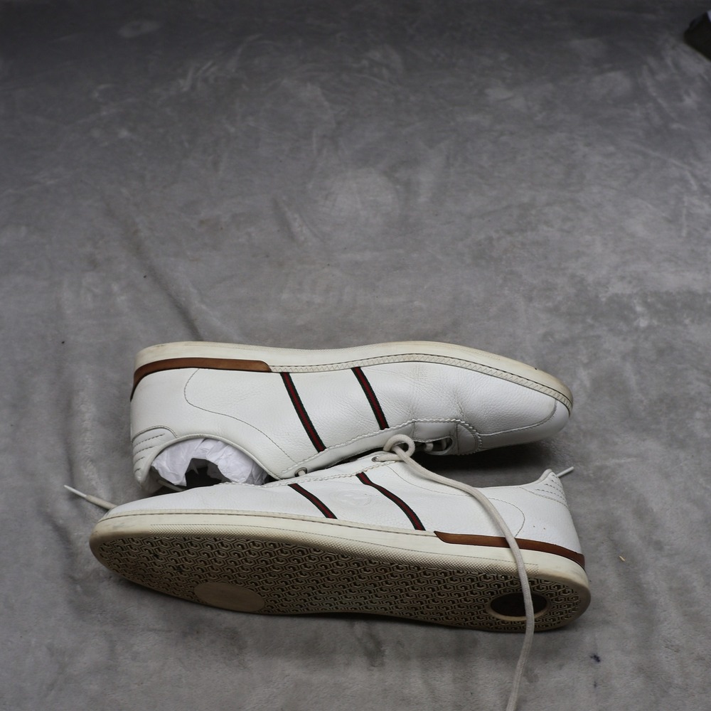 Gucci Mens 12 Sneakers White Leather Low Top Lace-Up Casual Classic Driving VTG - Picture 4 of 16